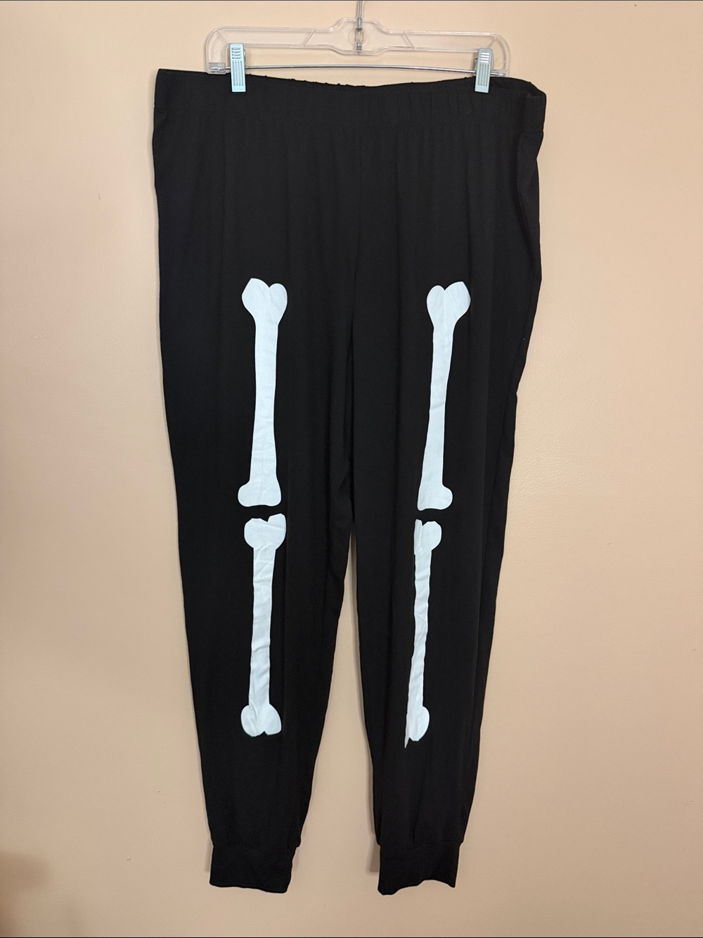 Black Skeleton Bone Print Jogger Pants for Women